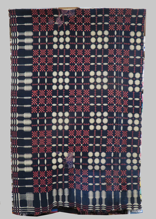 B28 Summer/Winter overshot coverlet