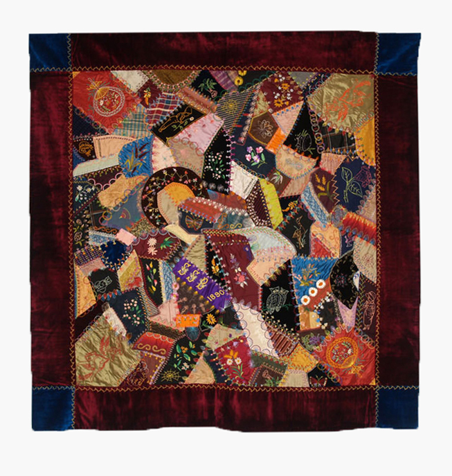 CON JD5 Silk & Silk Velvet Victorian Crazy Quilt