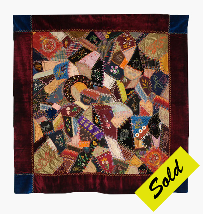 CON JD5 Silk & Silk Velvet Victorian Crazy Quilt