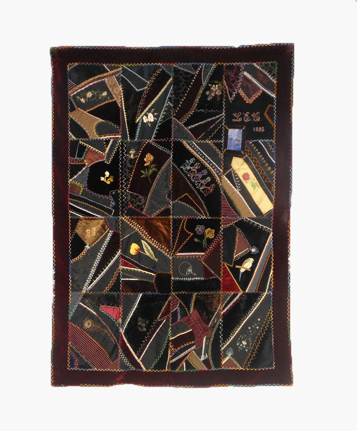 CONAMC4 Silk Velvet Victorian Crazy Quilt w/ Photo