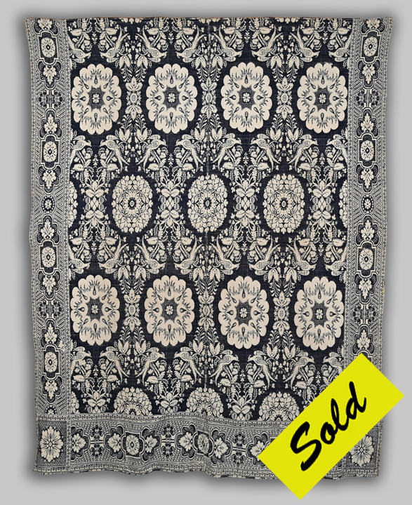 CONNJ1 Indigo and White Coverlet