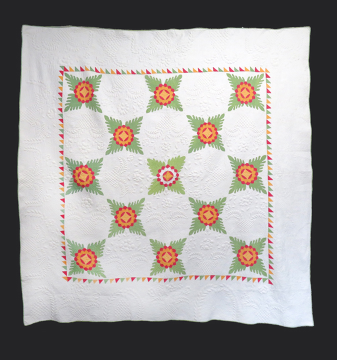 CONRB Unique Floral Applique with Trapunto