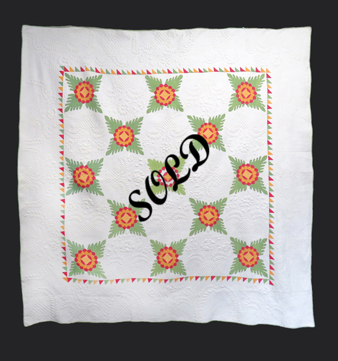 CONRB Unique Floral Applique with Trapunto