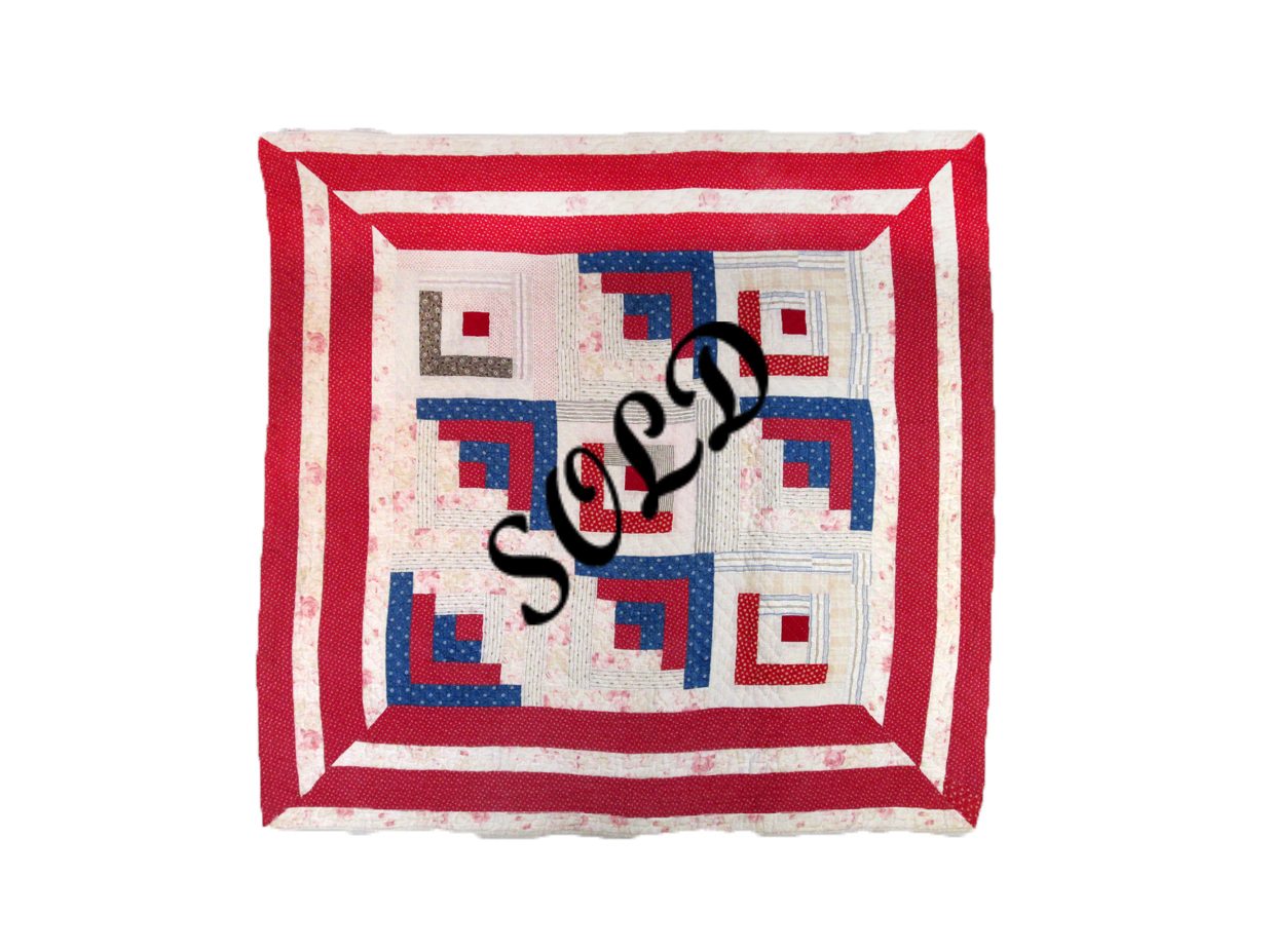 cq210 Funky Log Cabin Courthouse Steps Crib Quilt