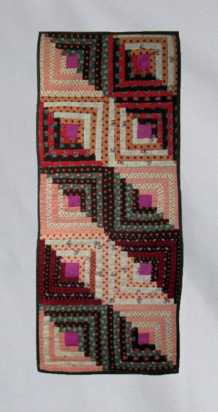 F205 Wool Challis Barn Raising Log Cabin fragment