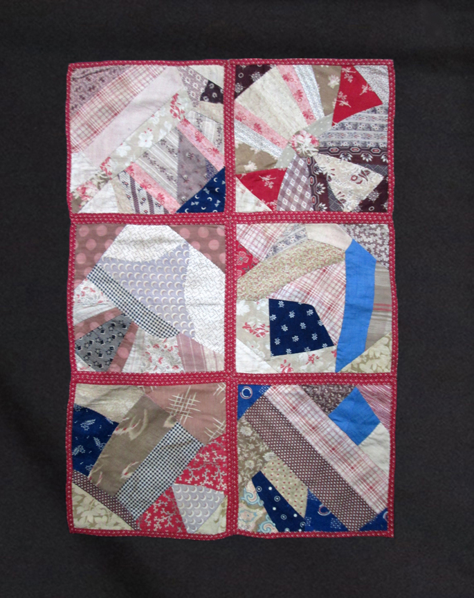 f323 Cotton Crazy Quilt Foundation Pieced Fragment