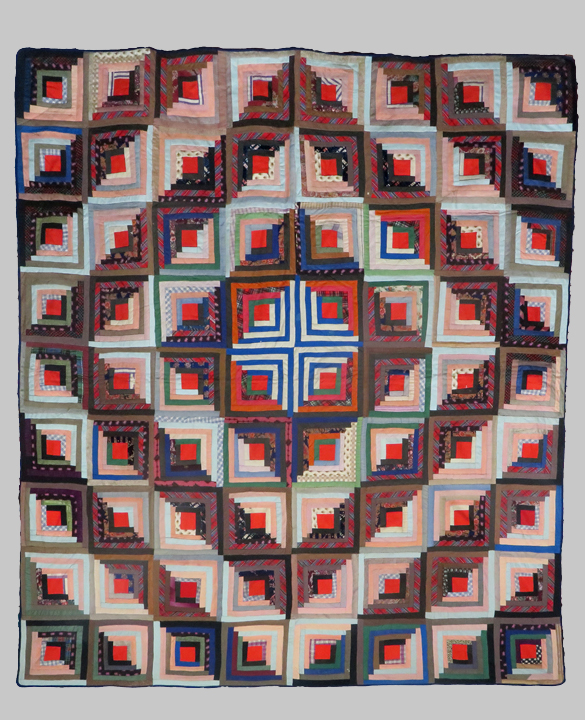 Q8103 Barn Raising Log Cabin in Wool Challis Quilt