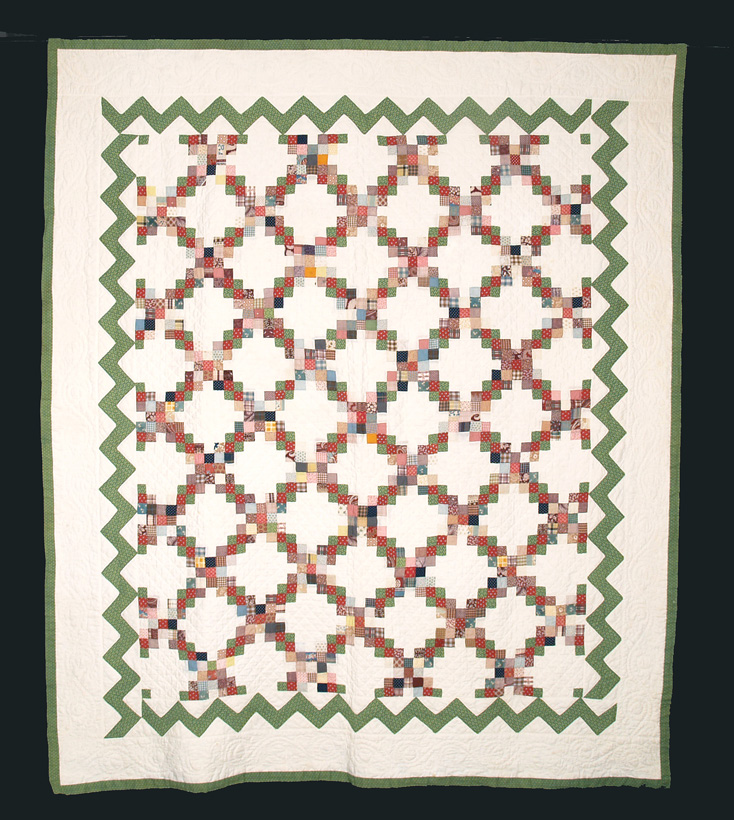 Q8333 Double Irish Chain with Inner Streak of Lightning Border