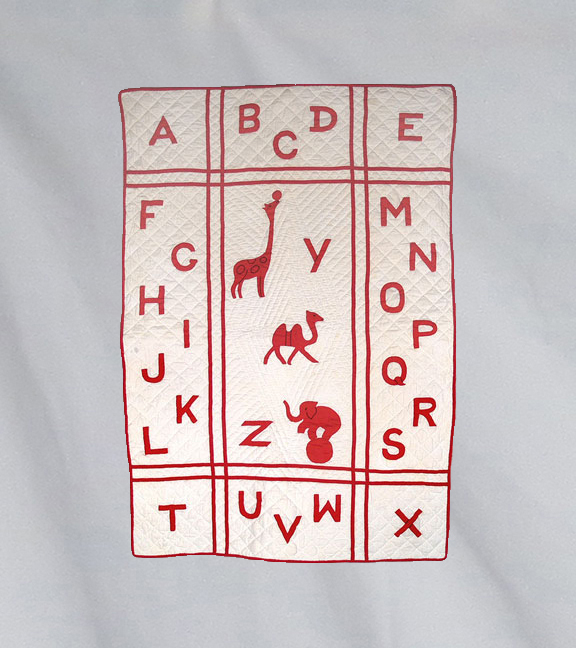 Q8436 Red & White Animal Alphabet Crib Quilt