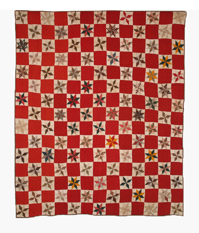 Q8558 LeMoyne Star with Turkey Red Joining Blocks