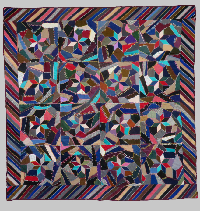 Q9021 Wool and wool Challis Victorian Optical Illusion Crazy Quilt