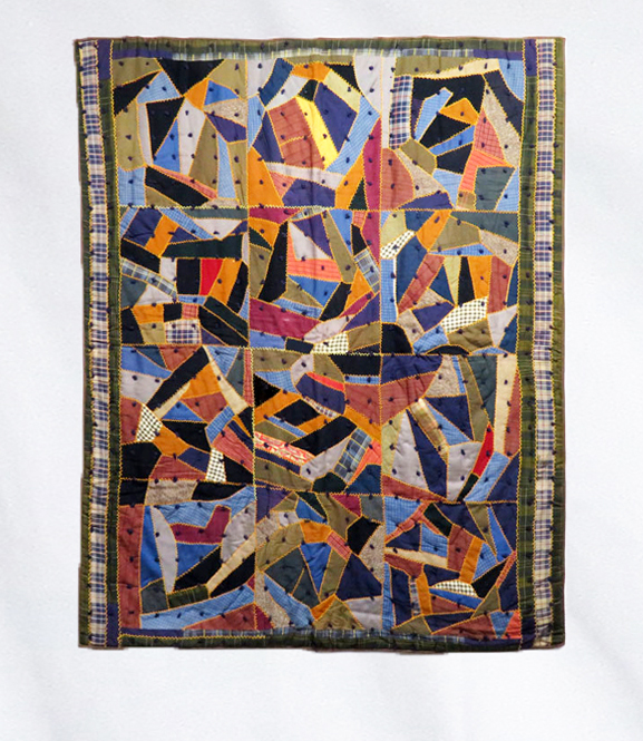 Q9037 Wool and Wool Challis Victorian Crazy Quilt with Triple Border