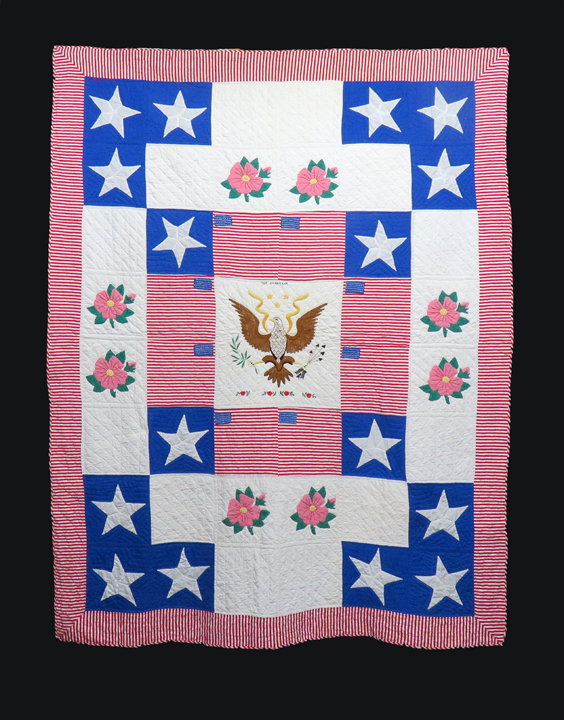 Q9097 Americana Folk Art Center Medallion Eagle Quilt