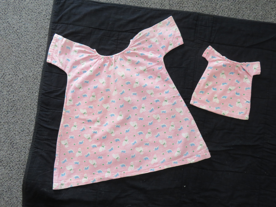 UF256 Cotton Flannel Kitty Print Toddler and Doll Matching Nightgowns