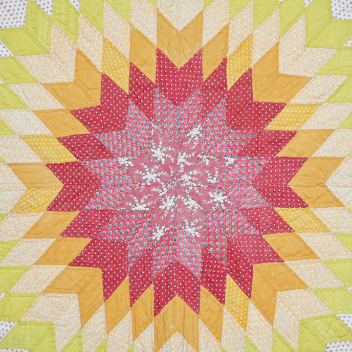 Log Cabin Sunshine and Shadows Quilt closeup