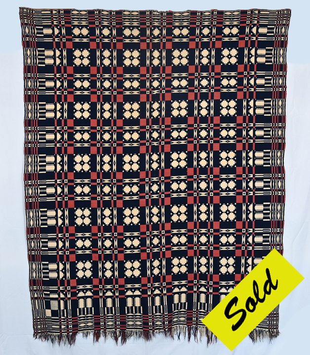 B39 Overshot Summer/Winter Woven Coverlet