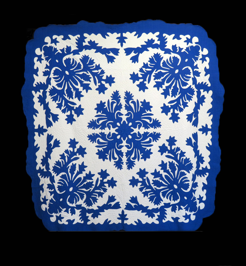CONGG10 Blue and White Hawaiian Applique