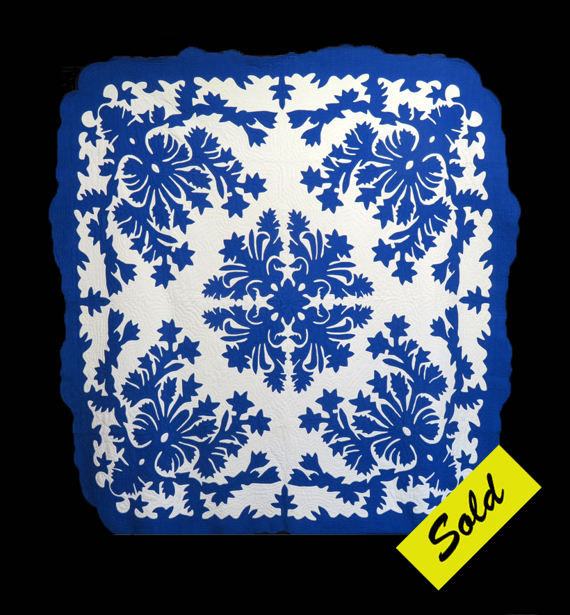 CONGG10 Blue and White Hawaiian Applique