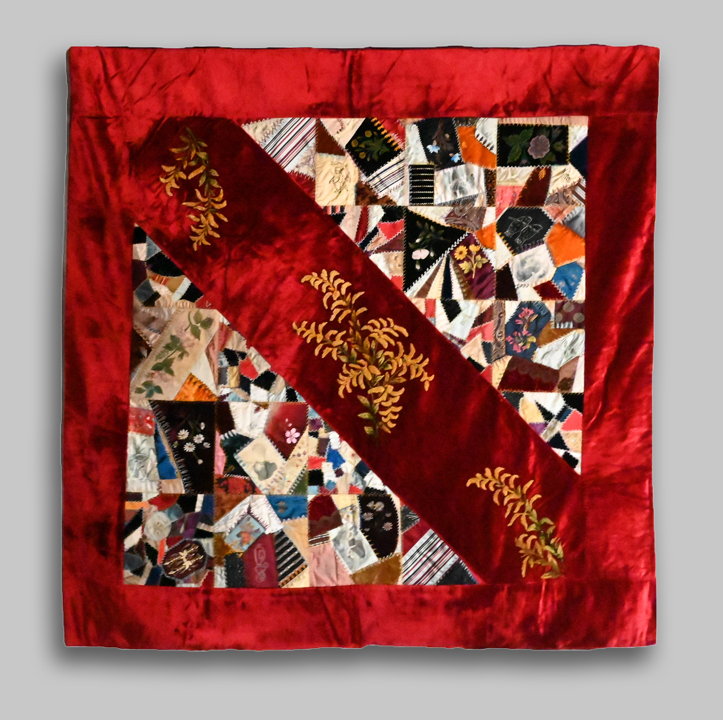 Antique 1870 Turkey Red Star Burst Fabric 