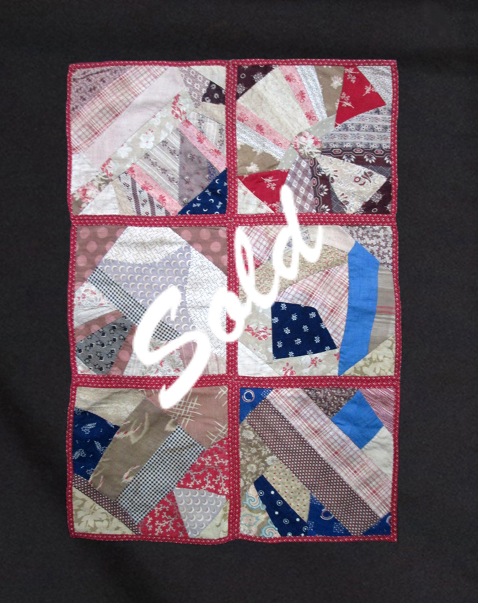 f323 Cotton Crazy Quilt Foundation Pieced Fragment