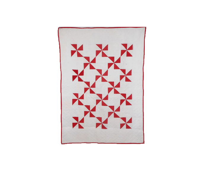 Q8697 Red and White Pinwheel Crib Quilt