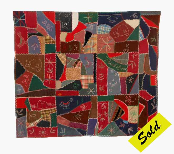 Q8796 Dated Folk Art Crazy Quilt 'Think of Me'