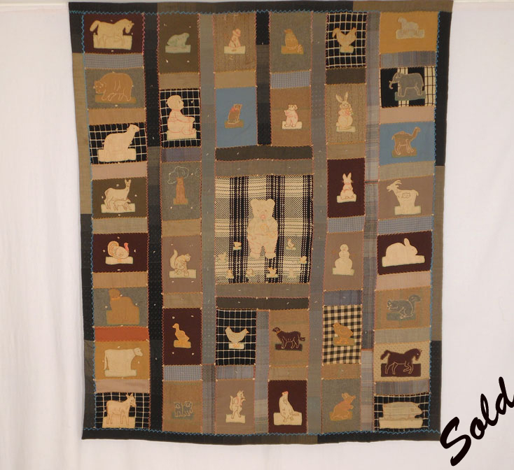 Q8945 Wool Folk Art Applique Quilt