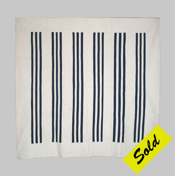 Q9010 Indigo Blue & White Bars Quilt