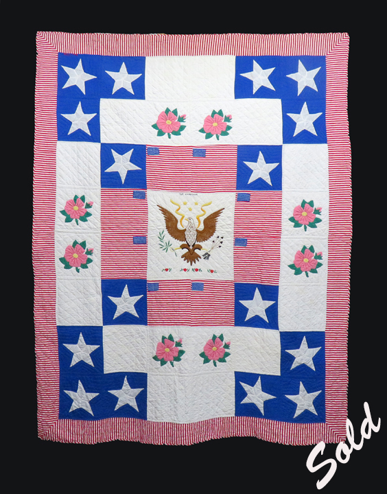 Q9097 Americana Folk Art Center Medallion Eagle Quilt