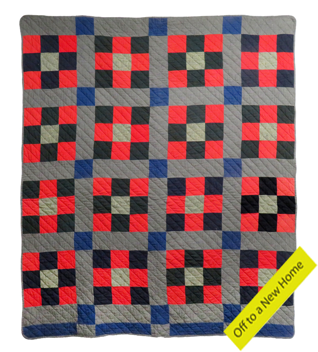 Q9121 Wool and Cotton Flannel Cozy Nine Patch Quilt
