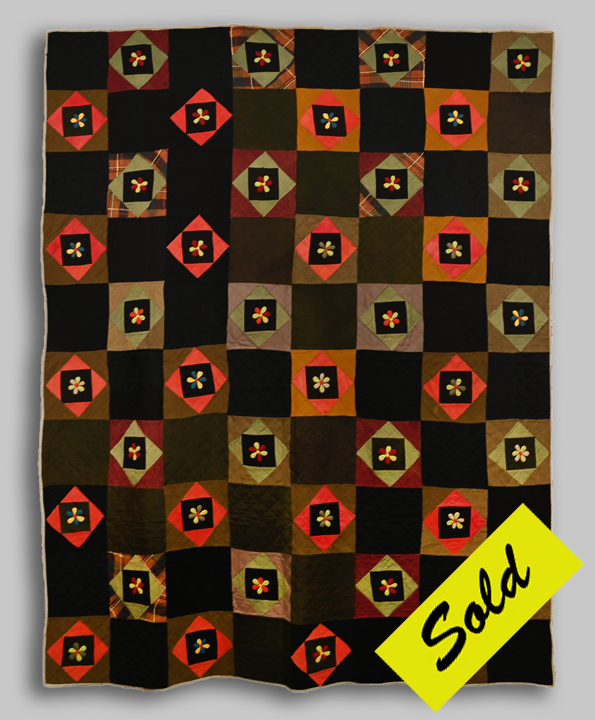 Q9262 Woolen Diamond In A Square with Folk Art Applique