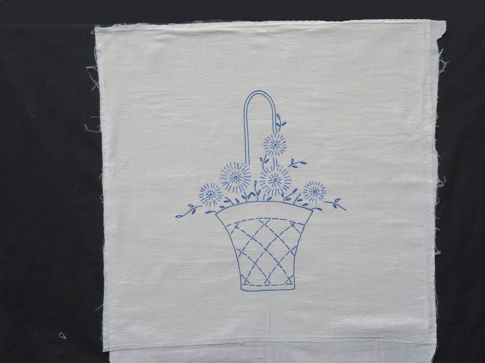 QB261 Daisy Basket Blue Work
