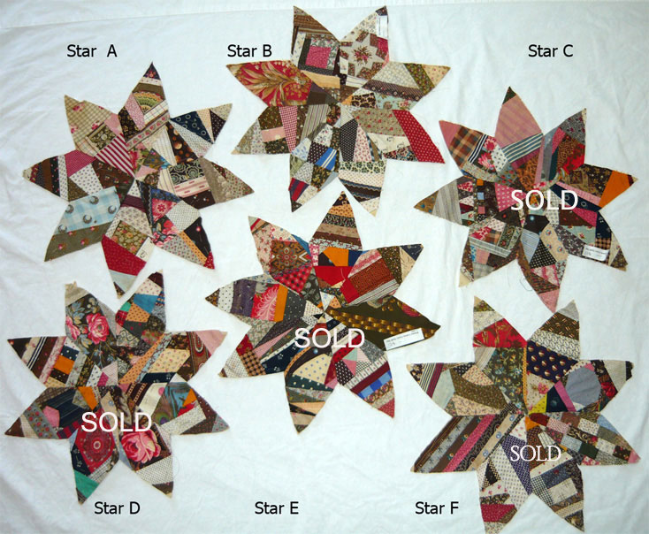 QB6 Eight Point Cotton Crazy Quilt Star Quilt Blocks