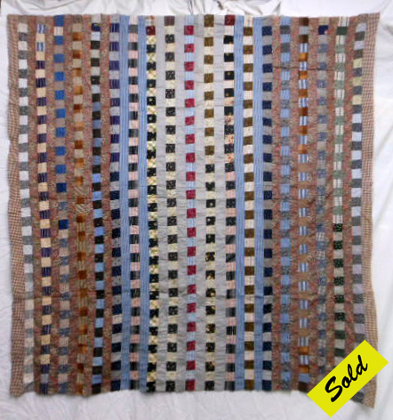 QT220 Bars and Squares Folky Quilt Top.