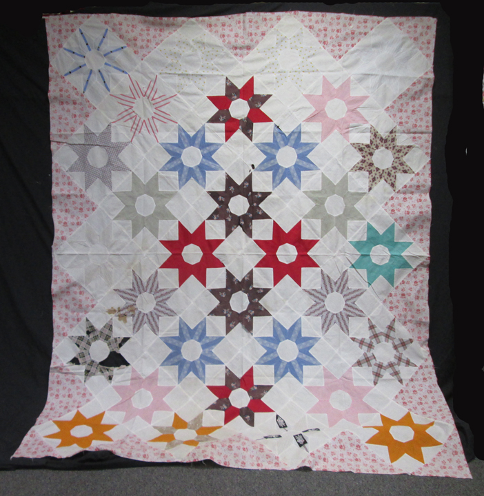 QT813 Variation of Ohio Star quilt top