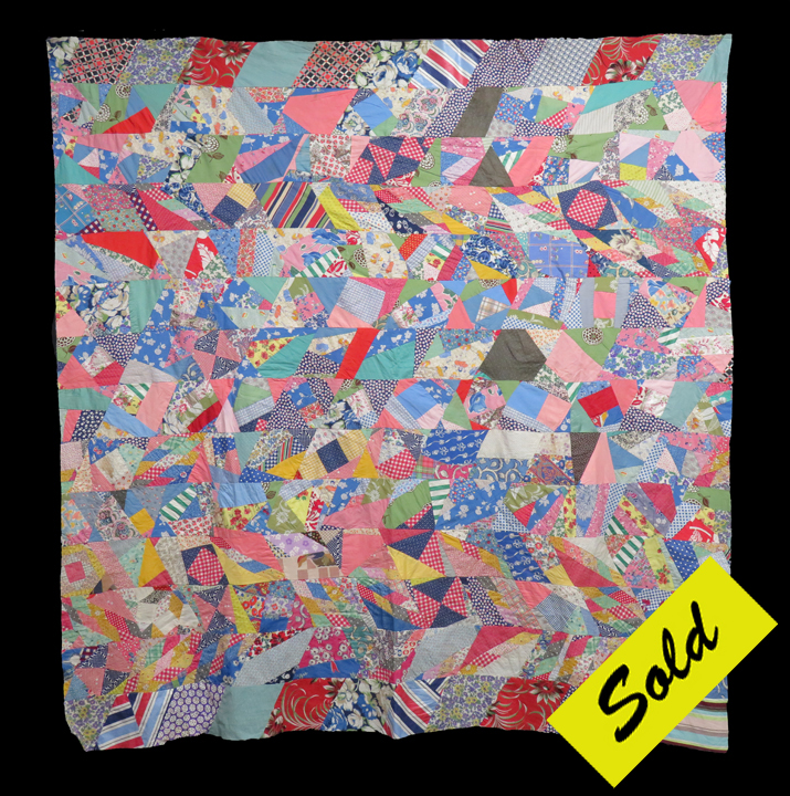 QT820 Foundation Pieced Crazy Quilt Top (can be tied)