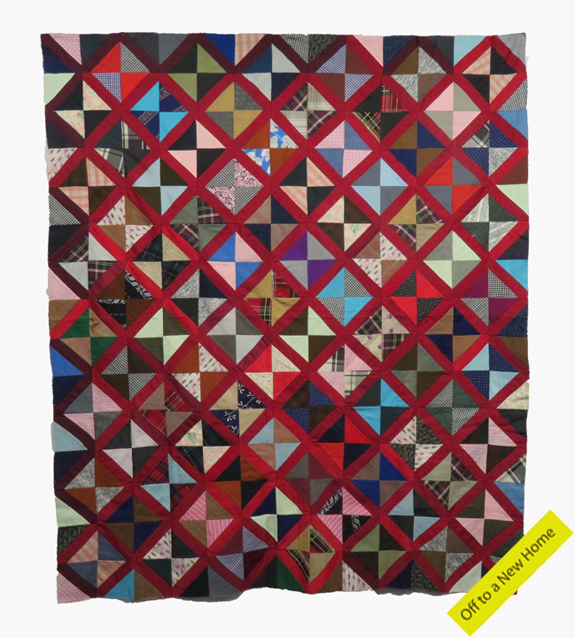 qt825 Stained Glass Broken Dishes Quilt Top