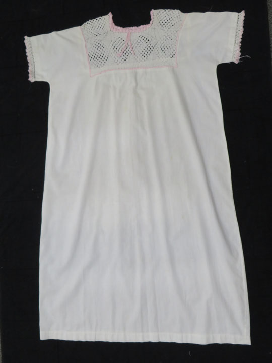 UF216 Full length cotton nightgown /lounge wear with crocheted yoke